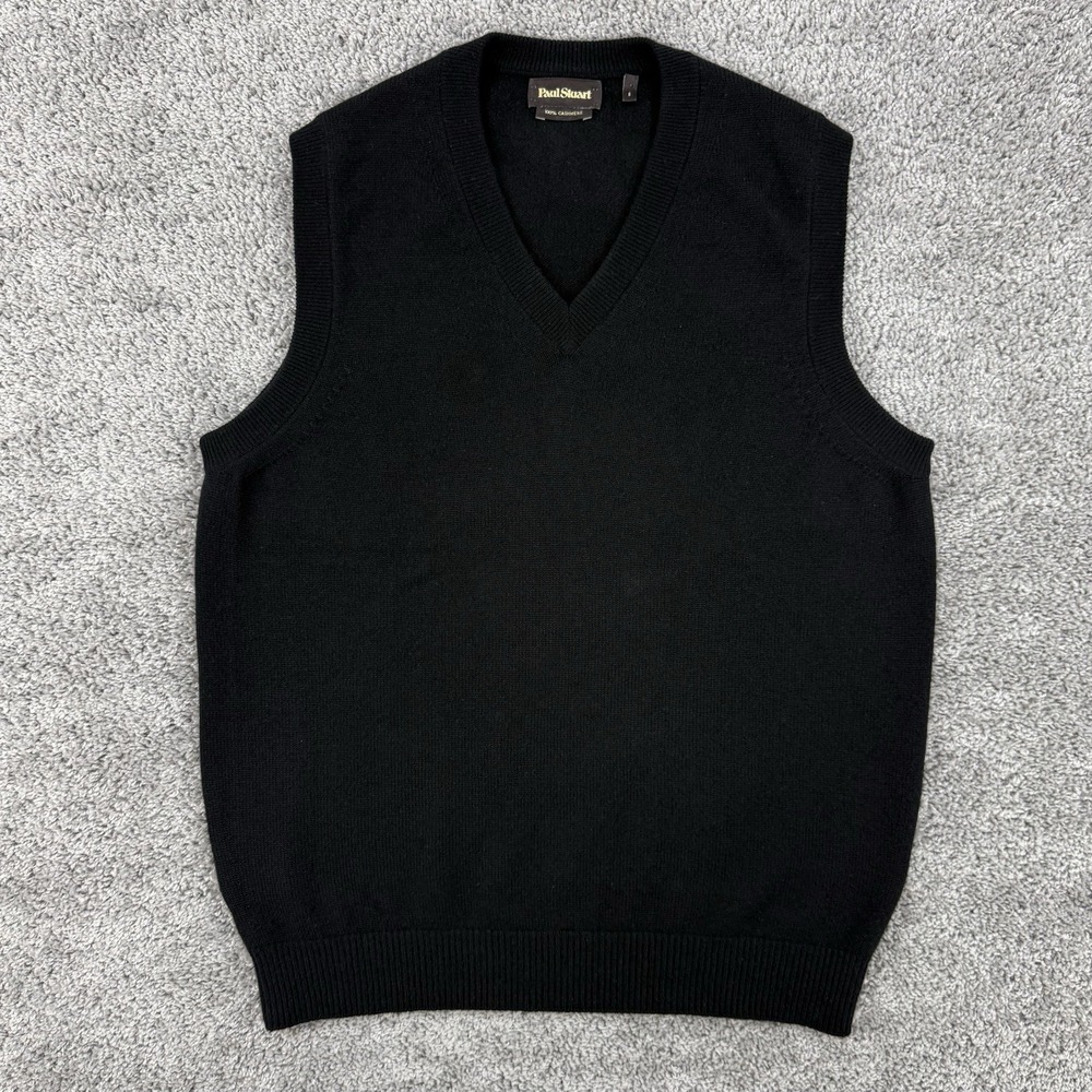 Paul Stuart 100% Cashmere Sweater Vest Men's S Black Made In Scotland Old Money
